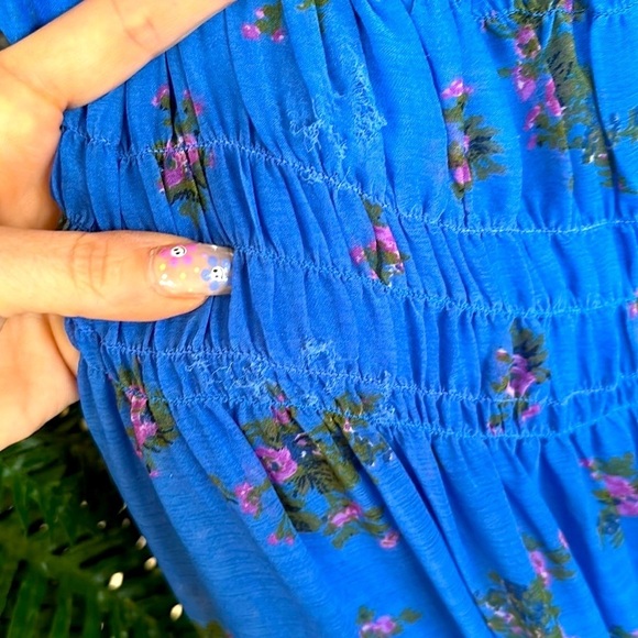 NWT Free People Cloud Nine Blue Floral Printed Long Maxi Dress Ruffled Tiers - Picture 11 of 16